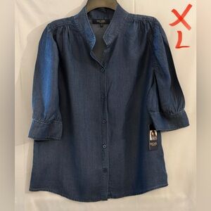 Rachel Zoe Denim Blue Button-Down Shirt